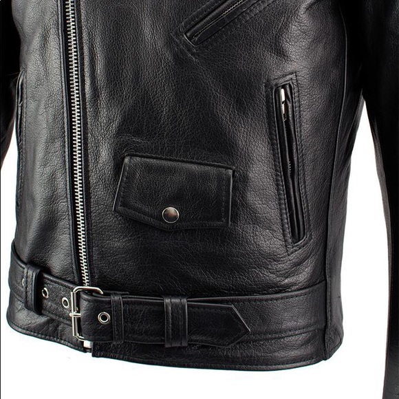 NWT - Men’s classic leather biker jacket - Picture 4 of 8